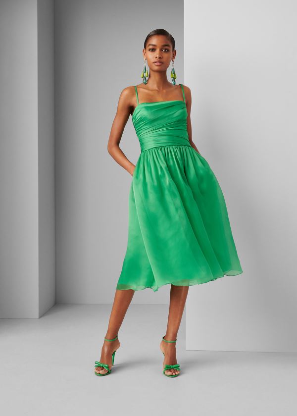 Vestidos Ralph Lauren Mujer Verdes - Annora Silk Organza - EGWOD8613